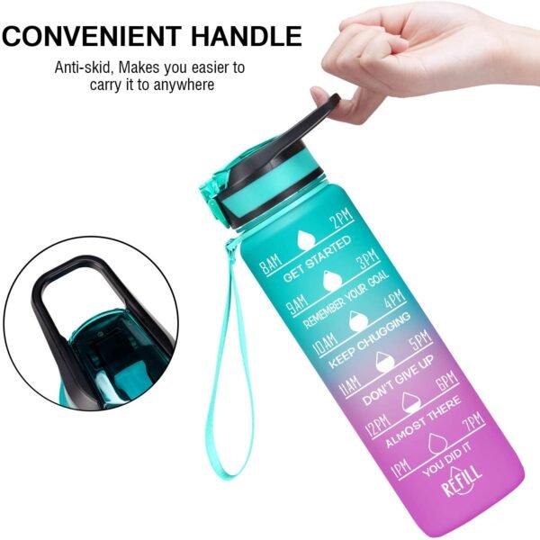 Fidus 32oz Leakproof Tritran BPA Free Water Bottle - Green/Purple Gradient - Image 4