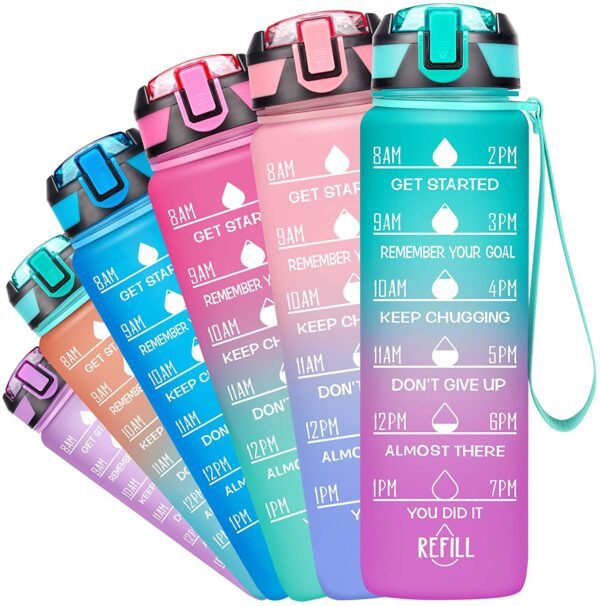 Fidus 32oz Leakproof Tritran BPA Free Water Bottle - Green/Purple Gradient - Image 1