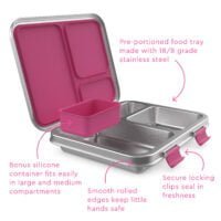 Bentgo Kids Stainless Steel Leak-Resistant Lunch Box - Fuchsia - Image 3