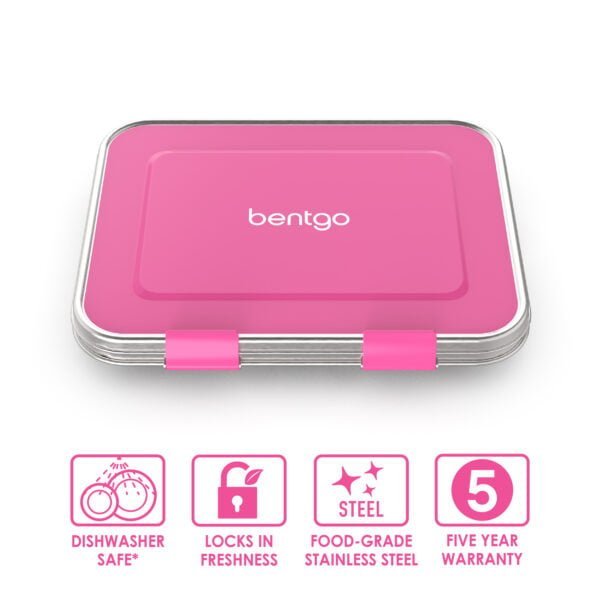 Bentgo Kids Stainless Steel Leak-Resistant Lunch Box - Fuchsia - Image 6