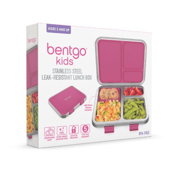 Bentgo Kids Stainless Steel Leak-Resistant Lunch Box - Fuchsia - Image 7