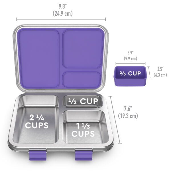 Bentgo Kids Stainless Steel Leak-Resistant Lunch Box - Purple 2 Bentgo Kids Stainless Steel Leak-Resistant Lunch Box - Purple - Image 3