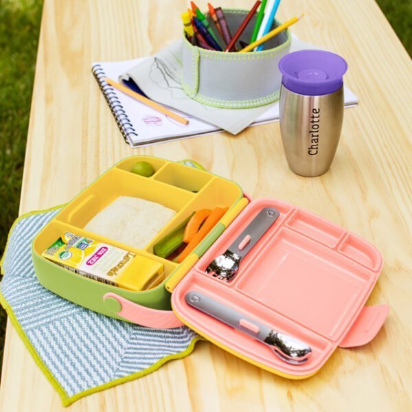 Munchkin Lunch™ Bento Box with Stainless Steel Utensils - Light Yellow - Image 4