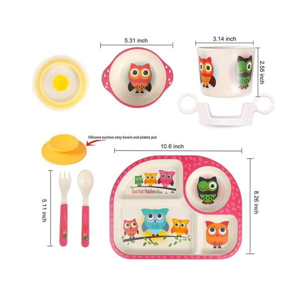 Shopwithgreen Bamboo Kids Dinnerware Set - Owl - Image 2