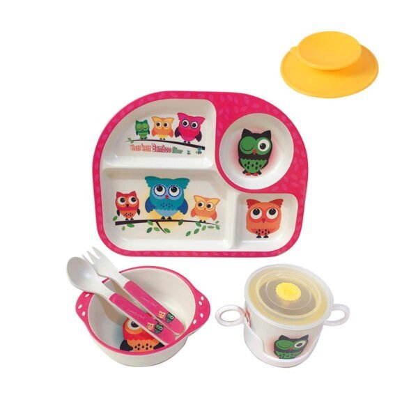 shopwithgreen Bamboo Kids Dinnerware Set Shopwithgreen Bamboo Kids Dinnerware Set - Owl - Image 1