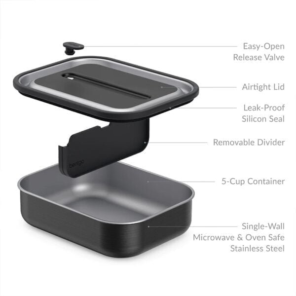Bentgo MicroSteel Lunch Box (Carbon Black) - Image 2