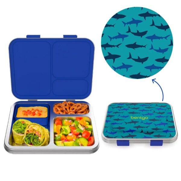 Bentgo Kids Stainless Steel Prints Lunch Box Bentgo Kids Stainless Steel Prints Lunch Box - Sharks - Image 1