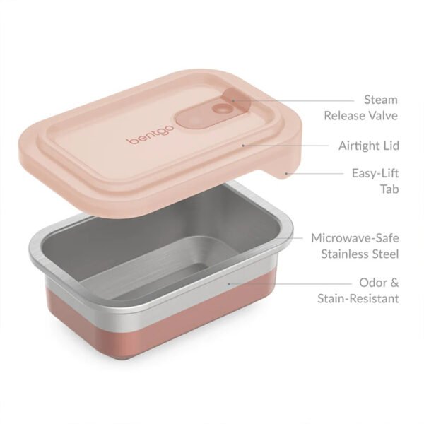 Bentgo MicroSteel Heat & Eat Container - Snack Size 2 Cups - Rose - Image 5