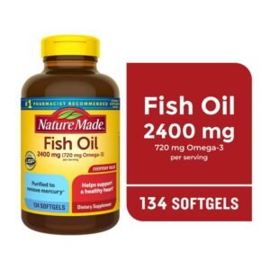 Nature Made Fish Oil 2400mg per Serving Softgels, Omega 3 Fish Oil Supplements, 134 Count