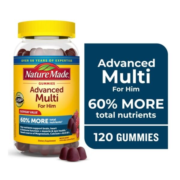 Nature Made Advanced Multivitamin Gummies For Men with Magnesium, Calcium & B Vitamins, 120 Ct to Support General Wellness for Men - Image 1