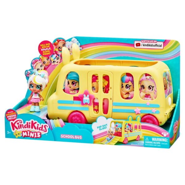 Kindi Kids Minis Collectible School Bus and Posable Bobble Head Figurine 2pc - Image 2